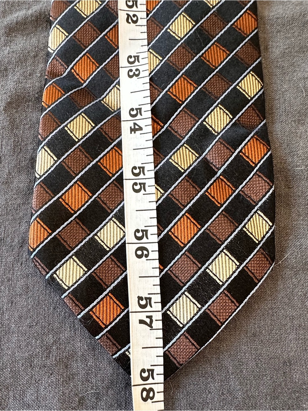 Classic Diamond-Grid Men's Tie in Black, Brown & Orange